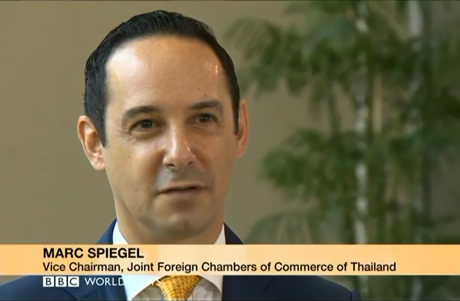 Marc Spiegel, Vice Chairman, Joint Foreign Chambers of Commerce in Thailand (JFCCT), interviewed on BBC World News